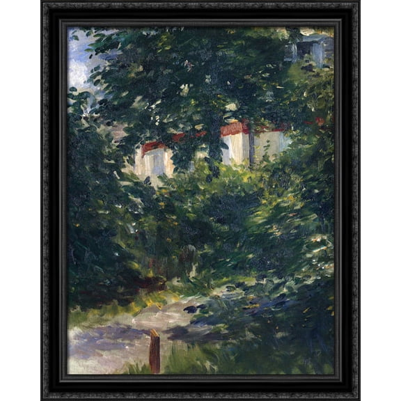 The garden around Manet's house 28x34 Large Black Ornate Wood Framed Canvas Art by Edouard Manet