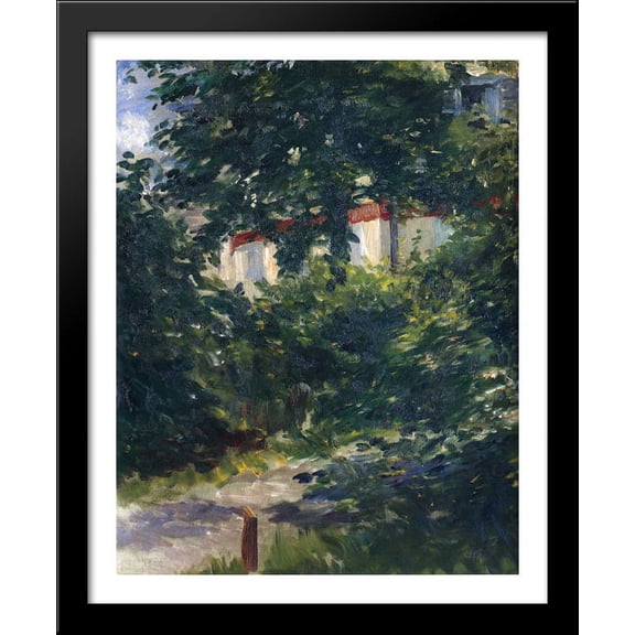 The garden around Manet's house 28x34 Large Black Wood Framed Print Art by Edouard Manet