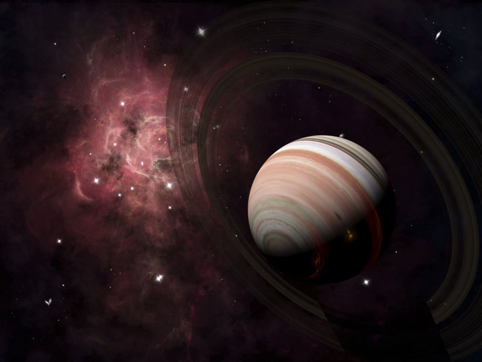The gas giant Carter orbited by its two small moons Banth and Sorak Canvas Art - Brian ChristensenStocktrek Images (33 x 25)