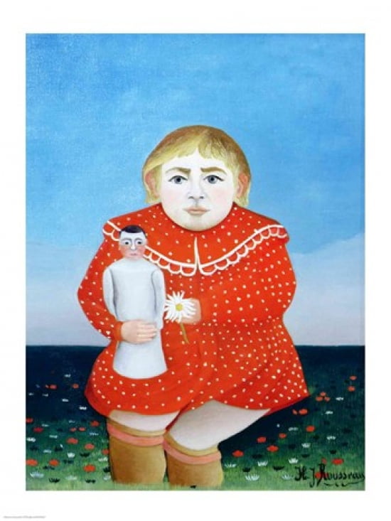 The girl with a doll Canvas Art - Henri Rousseau (18 x 24)