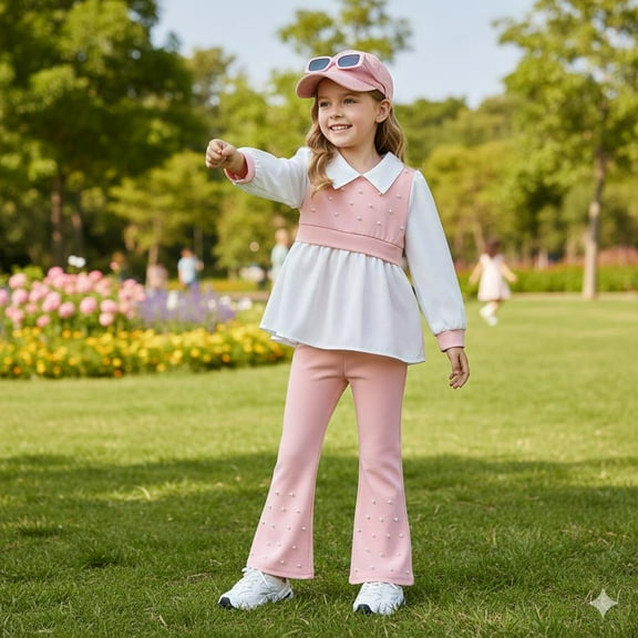 The girls' suit is super beautiful. Moms love it very much. It's a cute suit, a two-piece set