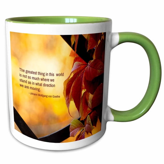 The greatest thing in this world is... Goethe quote. Autumn colors 15oz Two-Tone Green Mug mug-301212-12