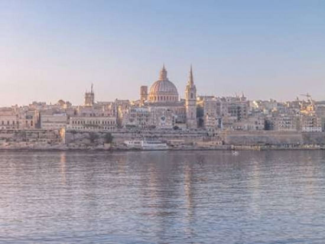 The harbour and St Pauls Anglican Cathedral at Valletta Malta Canvas Art - Assaf Frank (18 x 24)
