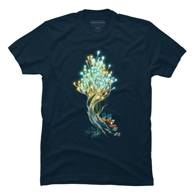 The knowledge tree Mens Navy Blue Graphic Tee - Design By Humans M
