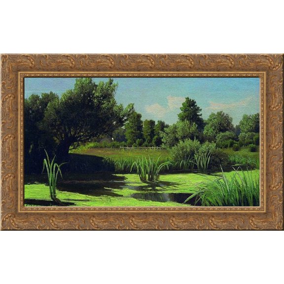 The landscape. The reeds in the river. 24x18 Gold Ornate Wood Framed Canvas Art by Orlovsky, Volodymyr