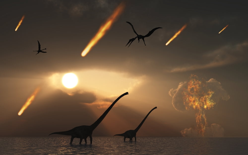 The last days of dinosaurs caused by a giant asteroid impact Canvas Art - Mark StevensonStocktrek Images (18 x 12)