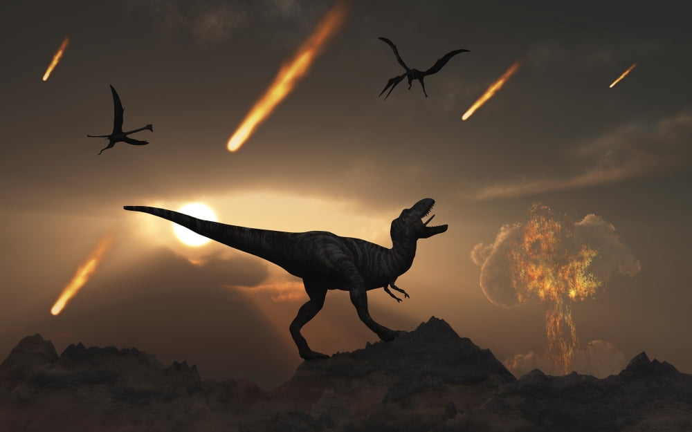 The last days of dinosaurs during the Cretaceous Period Canvas Art - Mark StevensonStocktrek Images (36 x 23)