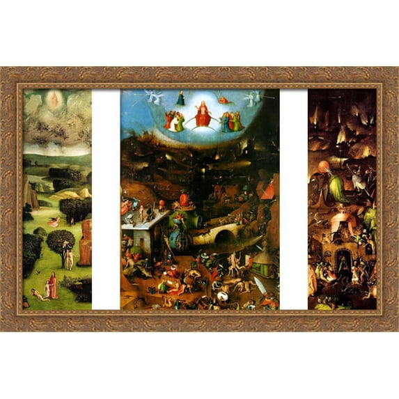 The last judgement 40x26 Large Gold Ornate Wood Framed Canvas Art by Hieronymus Bosch