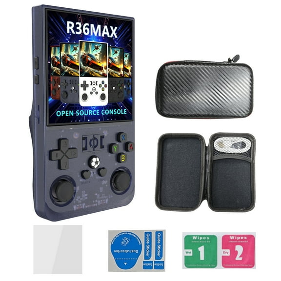 The latest R36SMAX open source handheld game console, nostalgic arcade game, 4.0-inch 3D large screen, GBA dual joystick,gray,128G