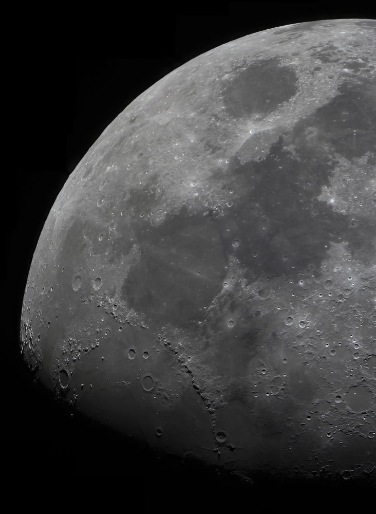 The limb and terminator of the waxing gibbous moon Canvas Art - Luis ArgerichStocktrek Images (25 x 33)