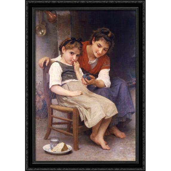 The little sulk 28x40 Large Black Ornate Wood Framed Canvas Art by William Adolphe Bouguereau