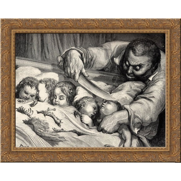 The little thumb 24x20 Gold Ornate Wood Framed Canvas Art by Gustave Dore