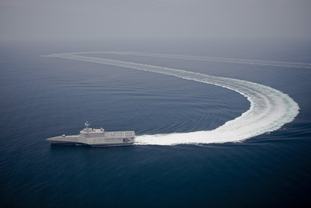 The littoral combat ship Independence underway during builders trials in the Gulf of Mexico Canvas Art - Stocktrek Images (34 x 23)