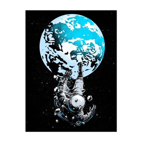 The_lost_astronaut - Digital Art Astronaut Space Sci-Fi Cosmic Surrealism Stars Moon Unframed Wall Art Print 11 x 14 inches