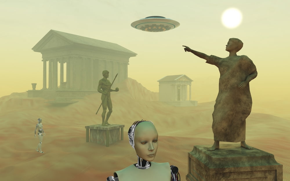 The lost city of Atlantis being rediscovered by its ancient builders Canvas Art - Mark StevensonStocktrek Images (18 x 12)