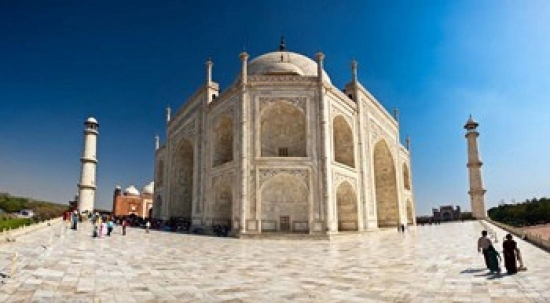 The main platform just outside the Taj Mahal Agra Inda Canvas Art - Brent Bergherm DanitaDelimont (13 x 24)