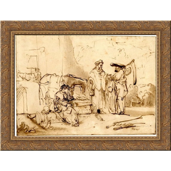 The man of Gibeah 24x20 Gold Ornate Wood Framed Canvas Art by Rembrandt