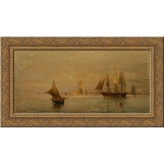 The morning catch 24x14 Gold Ornate Wood Framed Canvas Art by Konstantinos Volanakis