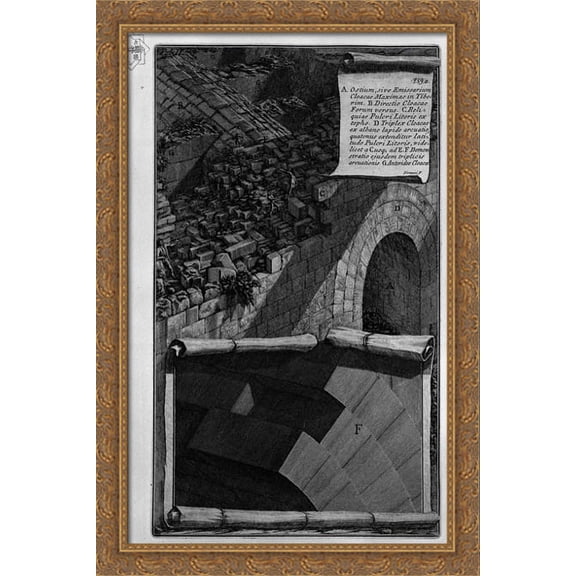 The mouth of the Cloaca Maxima 28x40 Large Gold Ornate Wood Framed Canvas Art by Giovanni Battista Piranesi