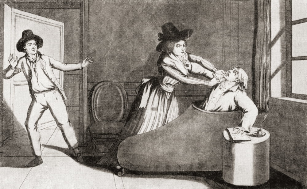 The murder of Marat at the hands of Chalotte Corday Jean-Paul Marat 1743 Canvas Art - Ken Welsh Design Pics (17 x 10)