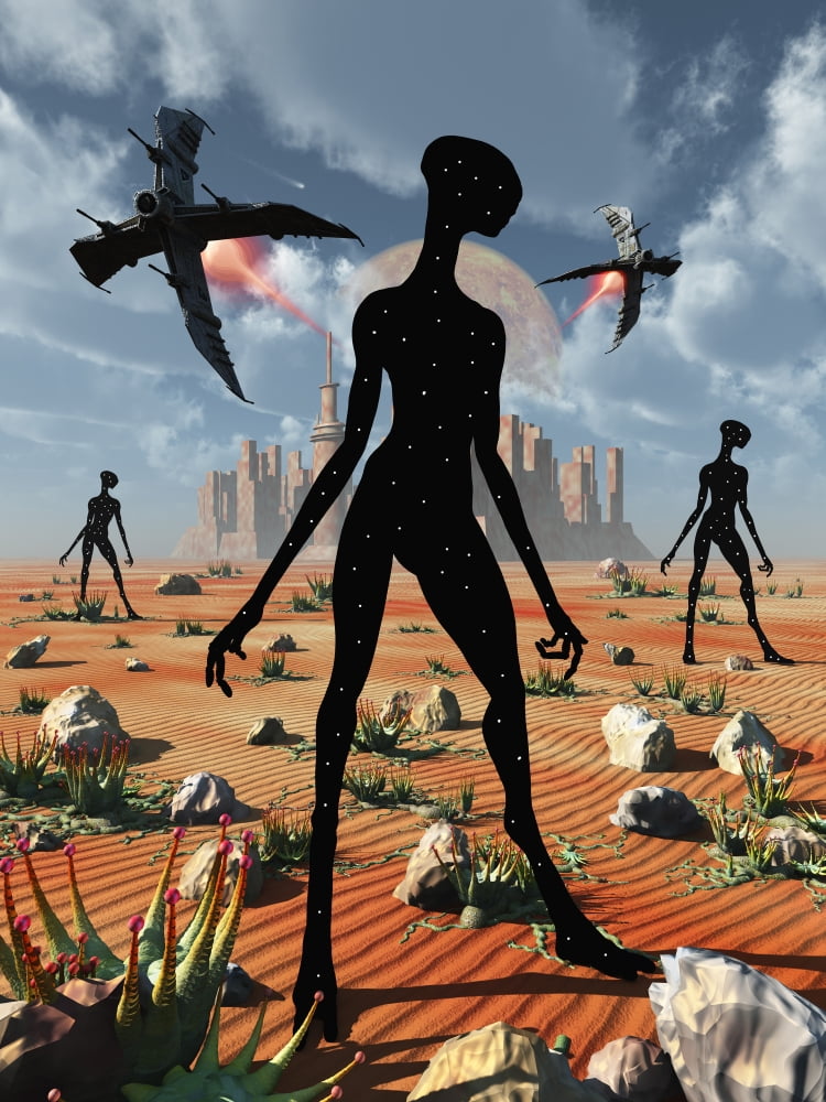 The mysterious black shape of beings known as Star Drifters Canvas Art - Mark StevensonStocktrek Images (13 x 17)