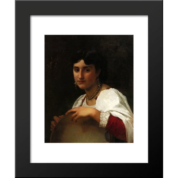 The Italian tambourine 20x24 Framed Art Print by William-Adolphe Bouguereau
