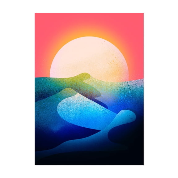 The new dawn - Mixed Media Abstract Sunset Ocean Landscape Minimalist Waves Modern Art Unframed Wall Art Print 18 x 24 inches