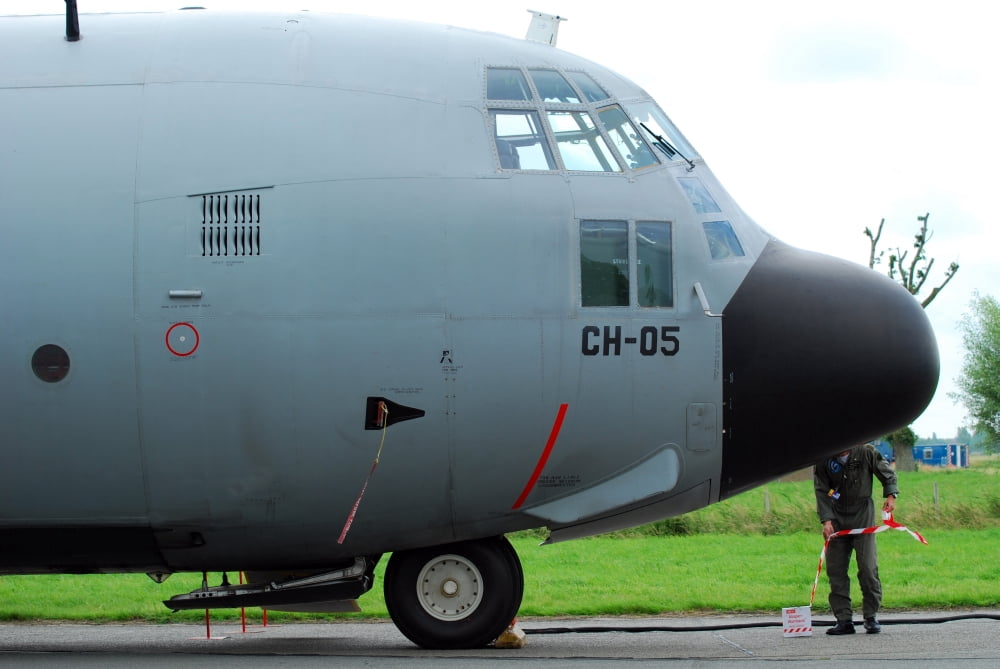 The nose of a Hercules C-130 airplane Canvas Art - Luc De JaegerStocktrek Images (34 x 23)