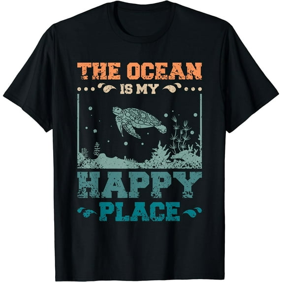 The ocean is my happy place Women T-Shirt Black 4X-Large