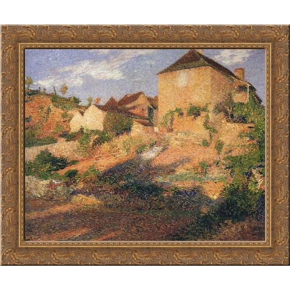 The old house 24x20 Gold Ornate Wood Framed Canvas Art by Martin, Henri