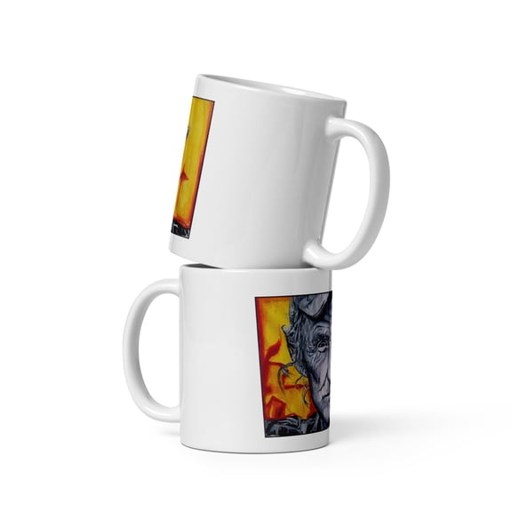 The old man with a half-lit cigarette—White glossy mug (11 oz)