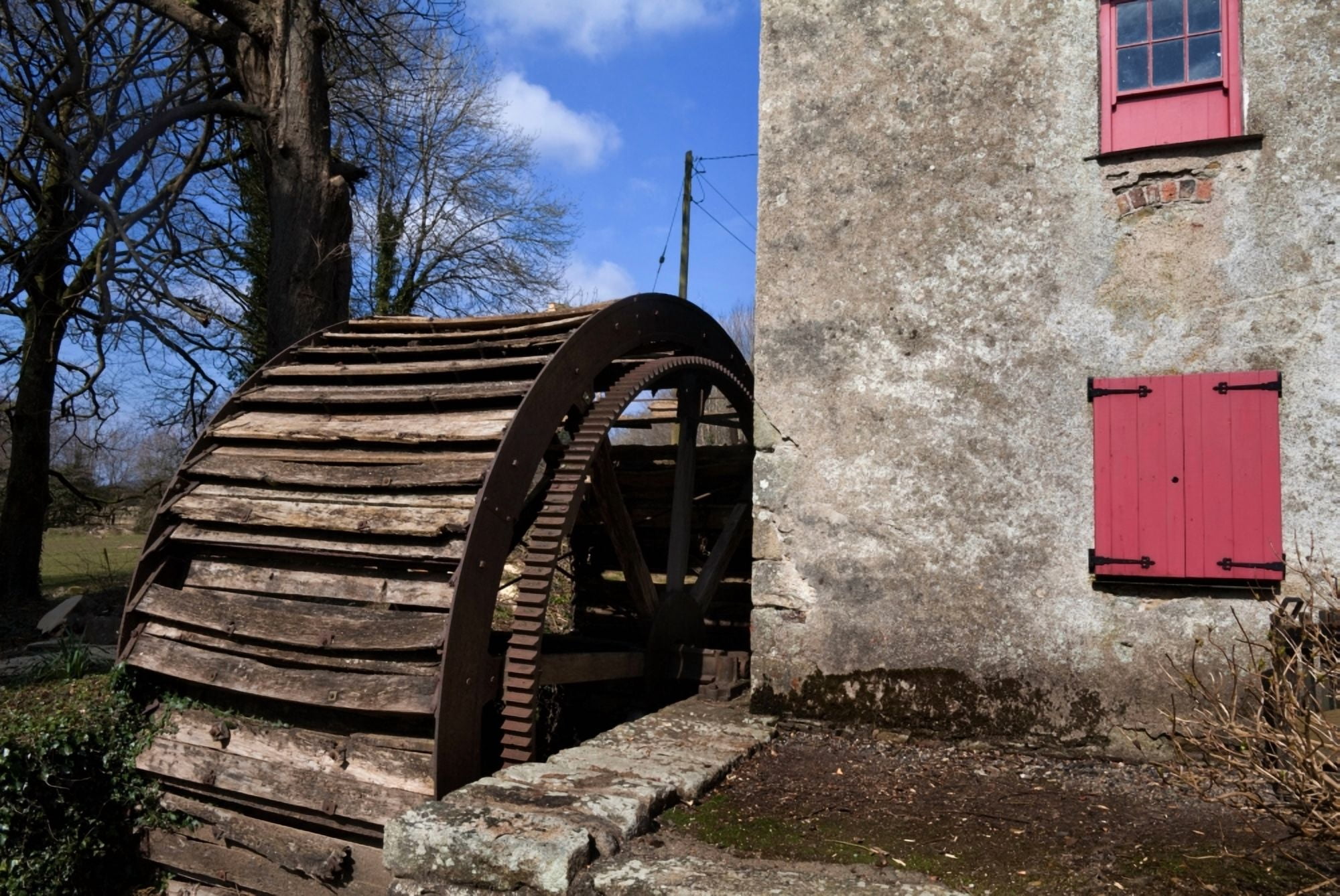 The old water wheel and flour-mill on the River Corock Foulkesmill County Wexford Ireland Canvas Art - Panoramic Images (36 x 12)