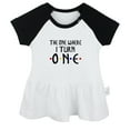 thumbnail image 1 of The one Where I turn ONE Funny Dresses For Baby, Newborn Babies Skirts, Infant Princess Dress, 0-24M Kids Graphic Clothes (Black Raglan Dresses, 0-6 Months), 1 of 4