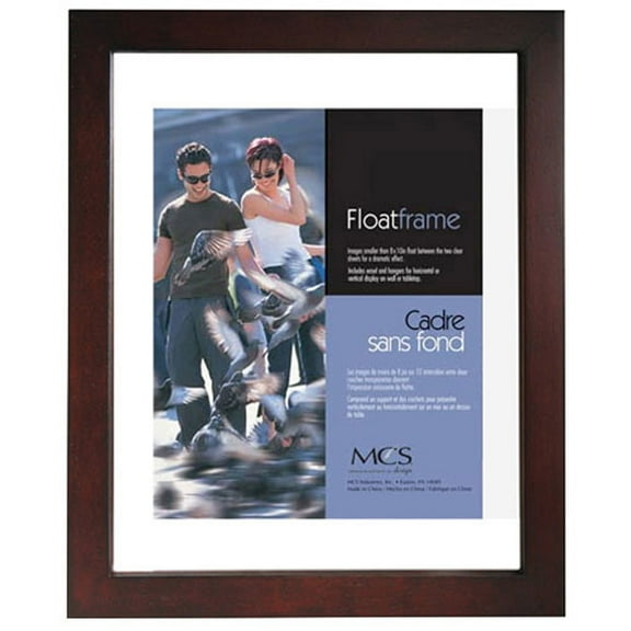 MCS 11x14" Float Wood Frame for a 8x10" Photograph, Molding 3/4", Walnut