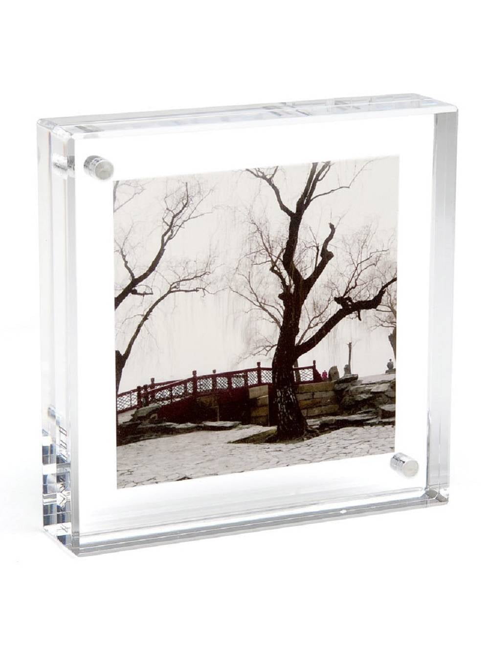 5x7 Wall Mounted Acrylic Frameless Photo Frame Clear Picture Frame Rectango  Floating Certificate Frame Double Panel