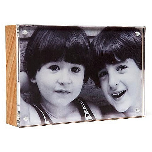 The original acrylic MUSEUM MAGNET 3one-half inchx5 FRAME with Natural wood back - 3.5x5