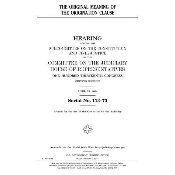 The original meaning of the origination clause (Paperback)