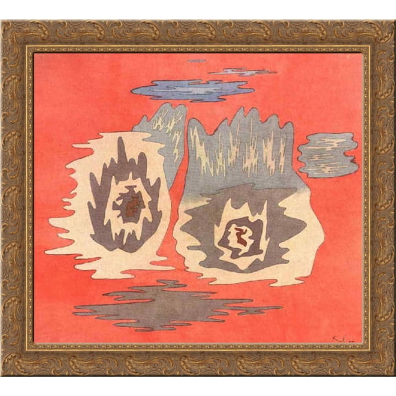 The place of the twins 24x20 Gold Ornate Wood Framed Canvas Art by Paul Klee