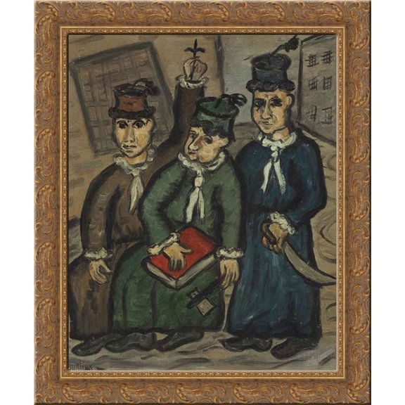 The procession 24x20 Gold Ornate Wood Framed Canvas Art by David Burliuk