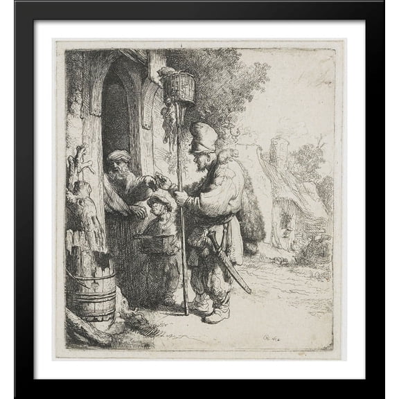 The rat poison peddler (The rat catcher) 28x30 Large Black Wood Framed Print Art by Rembrandt