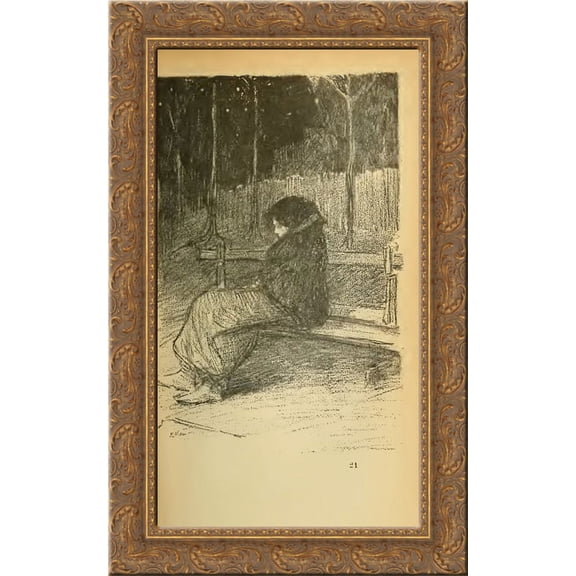 The red star - L'Etoile Rouge 24x16 Gold Ornate Wood Framed Canvas Art by Theophile Steinlen
