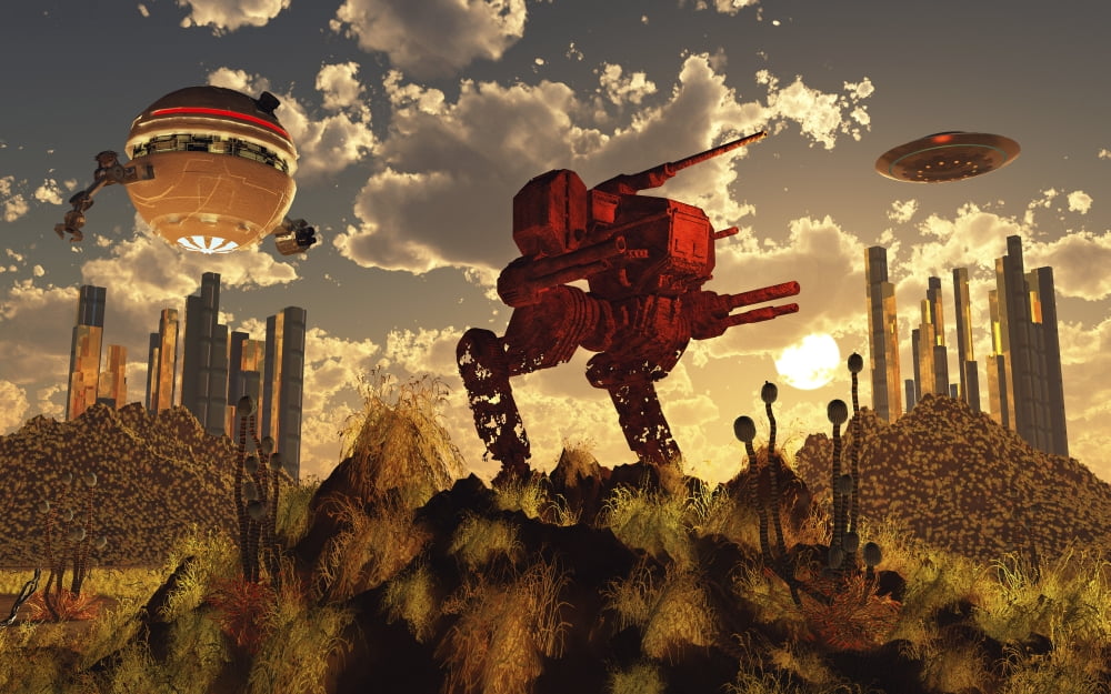 The remnants of a past futuristic war Canvas Art - Mark StevensonStocktrek Images (36 x 23)