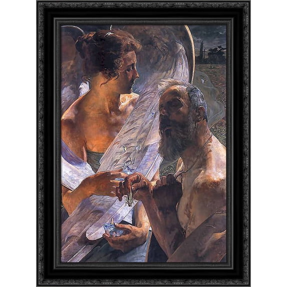 The resurrection (immortality) 20x24 Black Ornate Wood Framed Canvas Art by Malczewski, Jacek