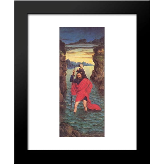 The right wing of The Pearl of Brabant Saint Christopher 20x24 Framed Art Print by Dirk Bouts