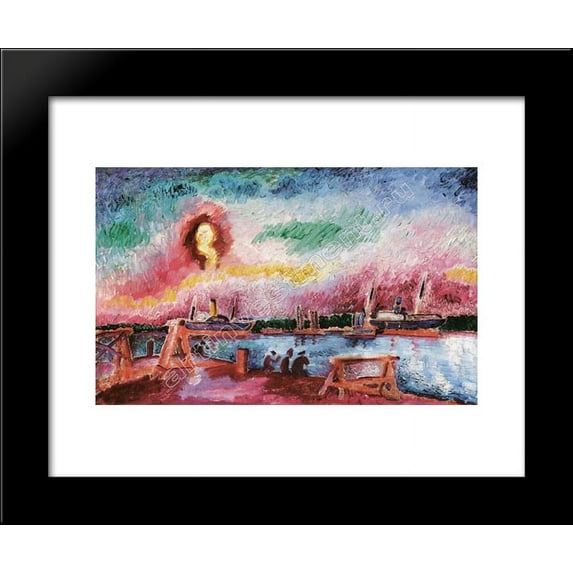 The river Dnieper 20x24 Framed Art Print by David Burliuk