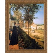 The road of Versailles 28x34 Large Gold Ornate Wood Framed Canvas Art by Camille Pissarro