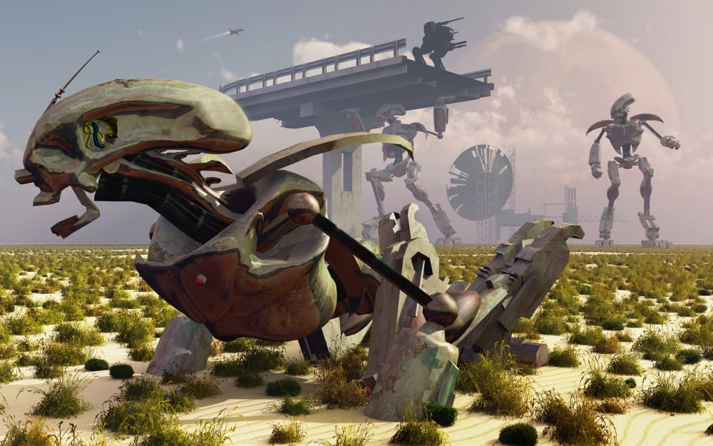 The robot rebellion of year 2150 Canvas Art - Mark StevensonStocktrek Images (36 x 23)