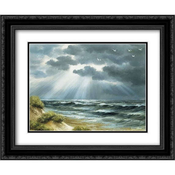 The sea 2x Matted 24x20 Black Ornate Framed Art Print by Withaar, Reint