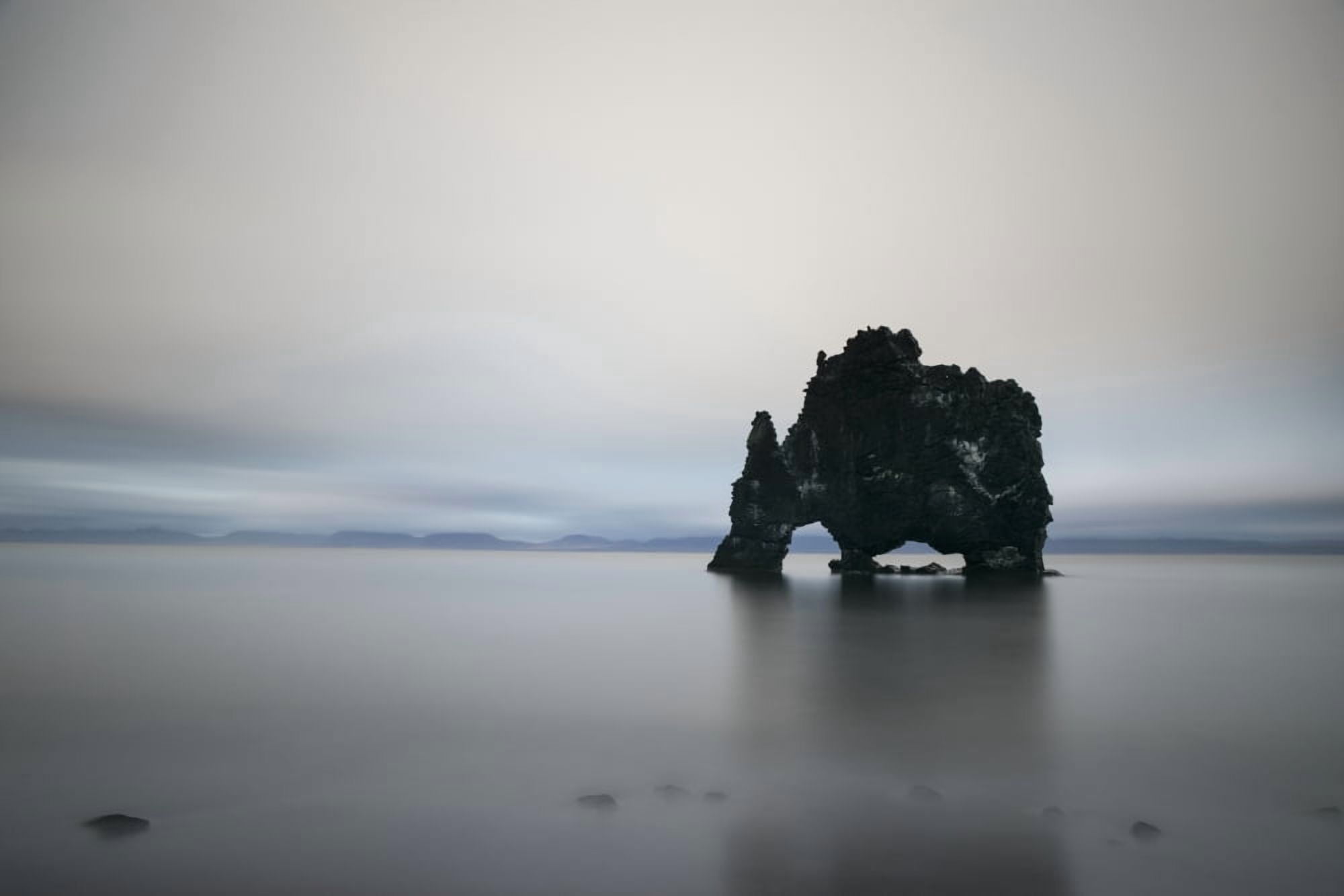 The sea stack known as Hvitserkur in Northern Iceland Iceland Canvas Art - Robert Postma Design Pics (19 x 12)