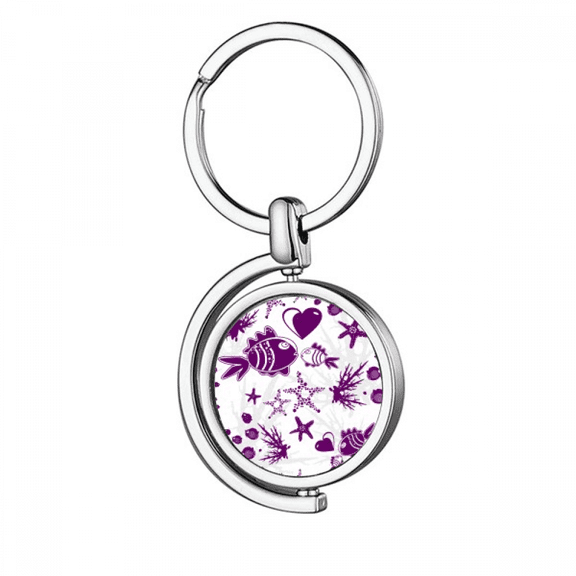 The seabed world Fish Animal Rotating Keychain Metal Keyring Holder